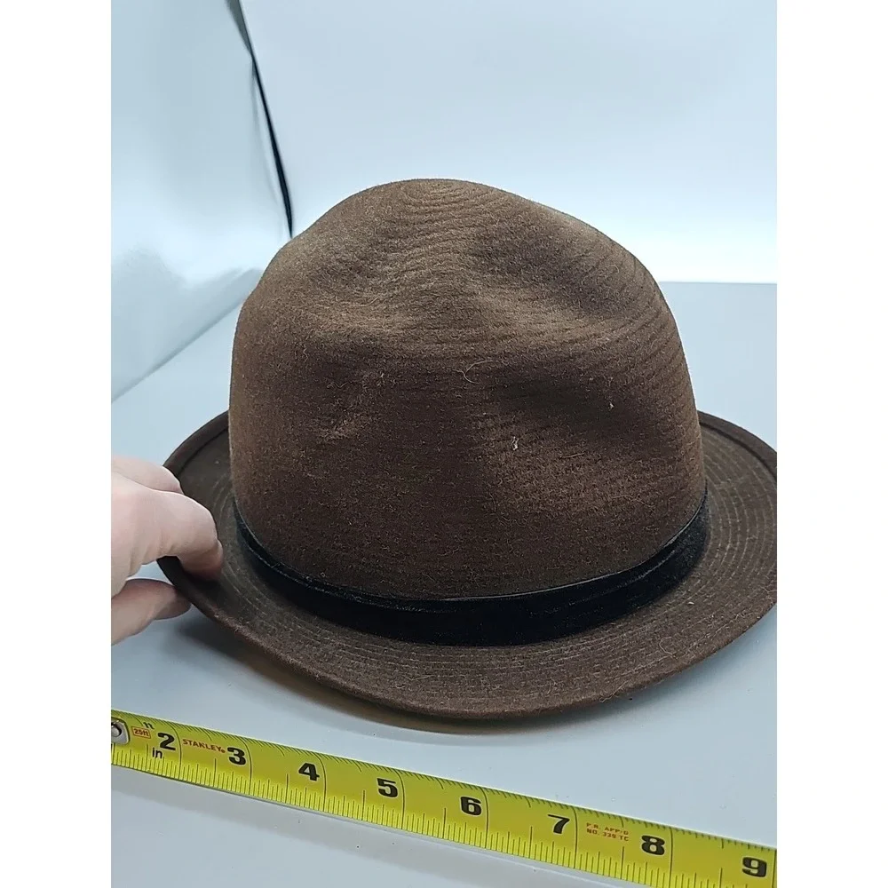 Vintage 1960's Newport Fedora  Merino Felt Hat, Brown 7 1/8